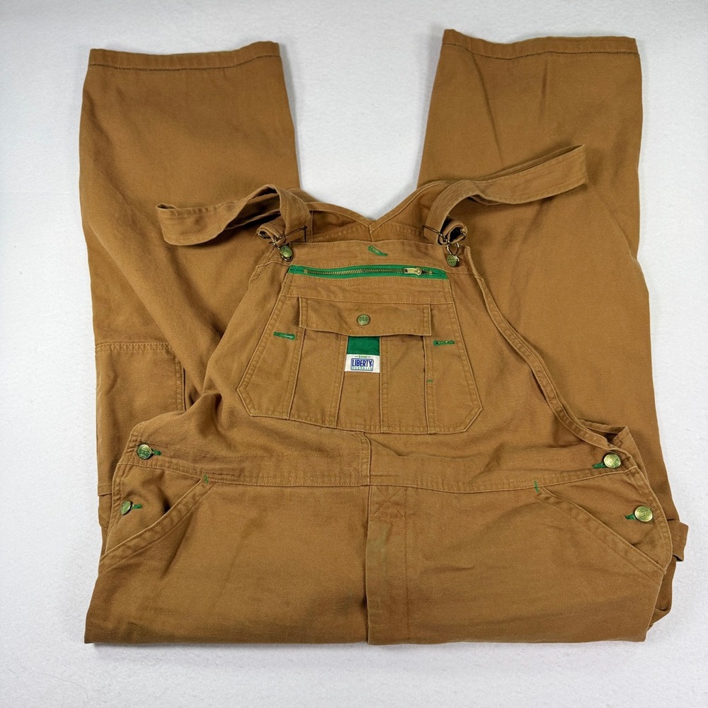 Liberty Overalls Mens 42x25 Brown Duck Canvas Bib Workwear YB790PC9